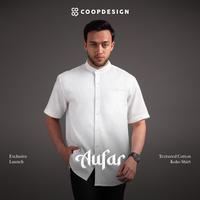 Gambar Coop Design - Aufar Koko Textured Cotton Premium Lengan Pendek Pria Muslim Kerah Shanghai Polos Kasual - Black, M dari Coop Design Kota Bandung 1 Tokopedia