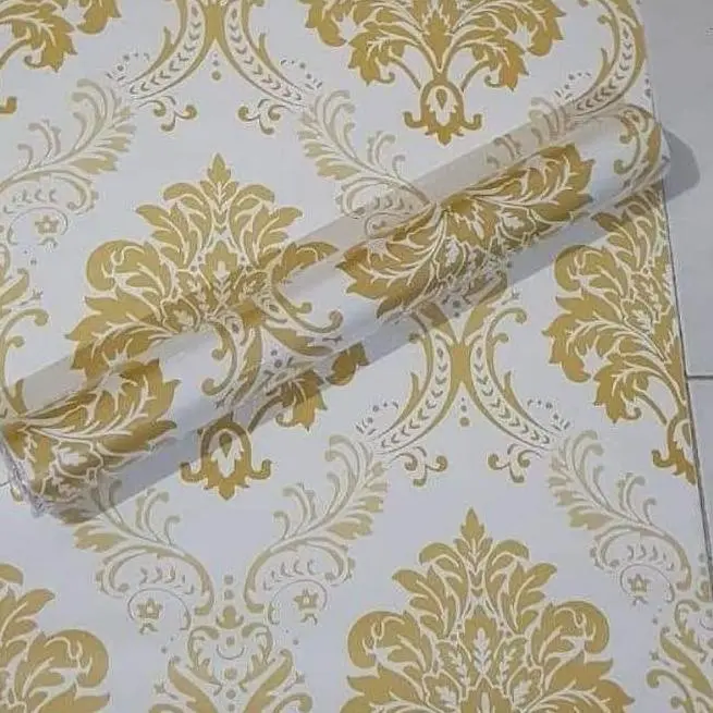 WALLPAPER DINDING MURAH MOTIF BATIK GOLD COD BAYAR DITEMPAT-45CM X5 METER