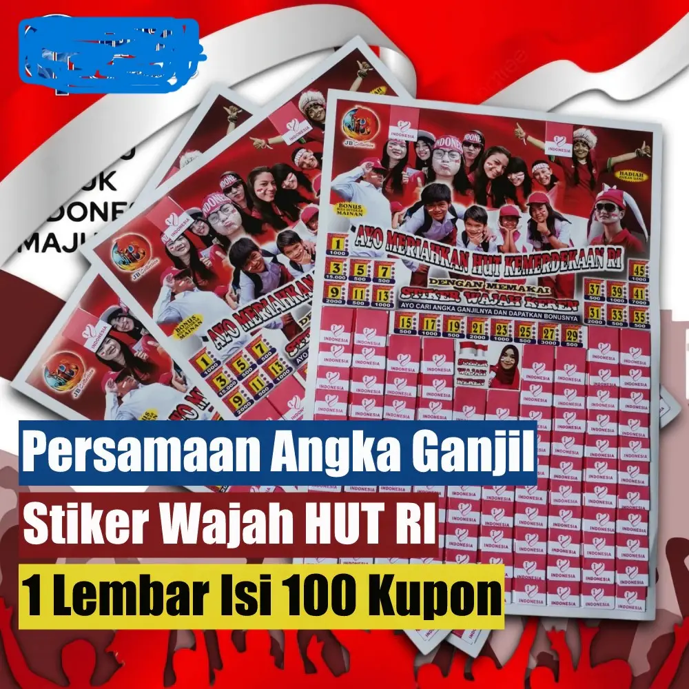 mainan persamaan gambar setiker merah putih isi 1'Lembar