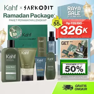 [SPECIAL RAMADHAN SKIN CONCERN PACKAGE] KAHF x SARKODIT PAKET PERAWATAN LENGKAP BUNDLE 6IN1 COMPLETE SET - Face Wash, Toner, Serum, Sunscreen, Body Wash, Deodorant - Paket Hampers Hadiah Perawatan Pria untuk Rawat Wajah Tetap Cerah & Tanpa Jerawat