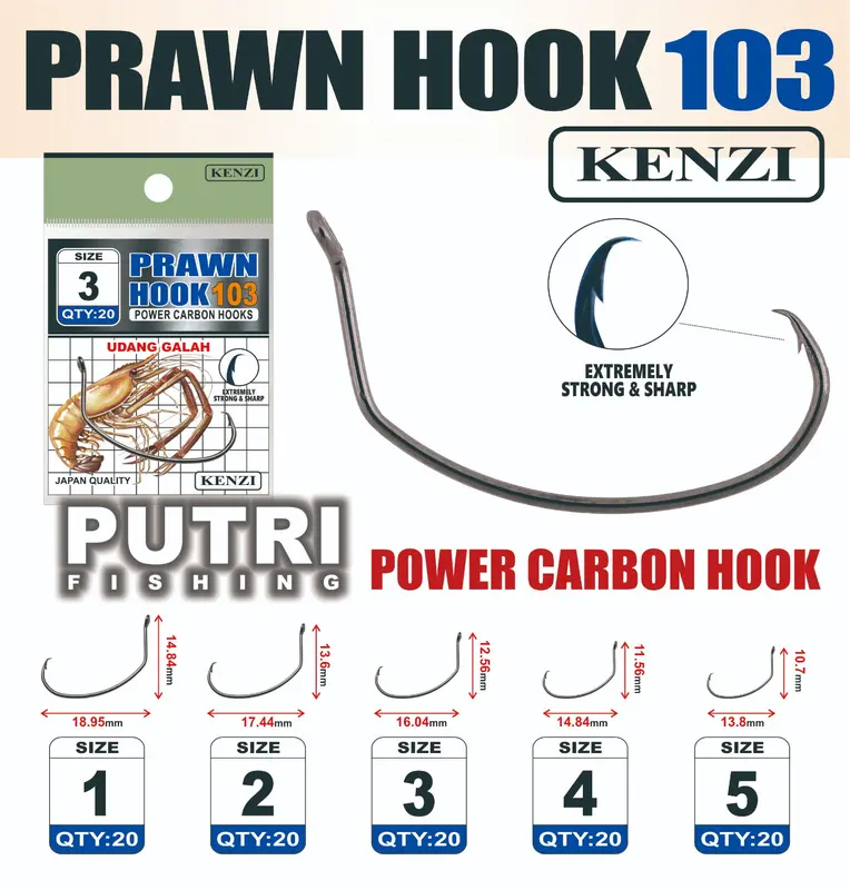 MATA KAIL KENZI PRAWN RING HOOK 103 POWER CARBON EXTREMELY STRONG AND SHARP 4