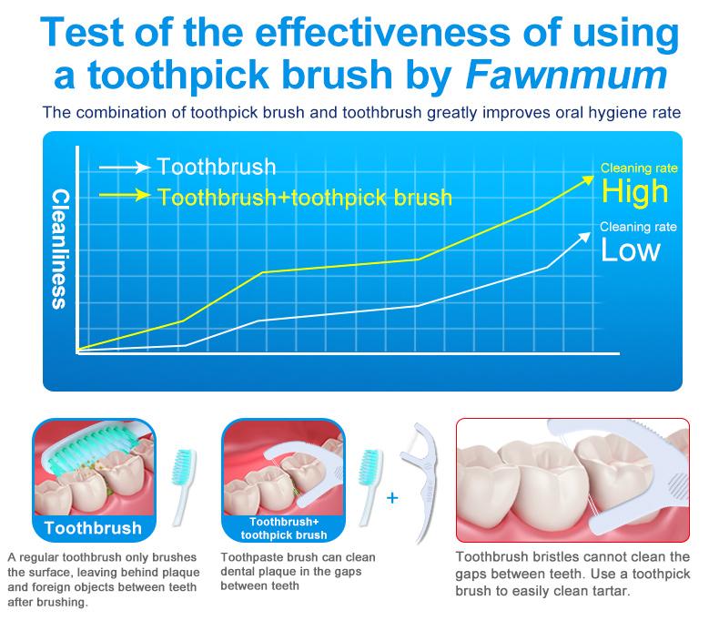 Product Introduction of Fawnmum 100PCS Twin-line Dental Flossers Disposable Toothpick Fresh Breath Interdental Cleaning Stick For Oral Hygiene floss 14