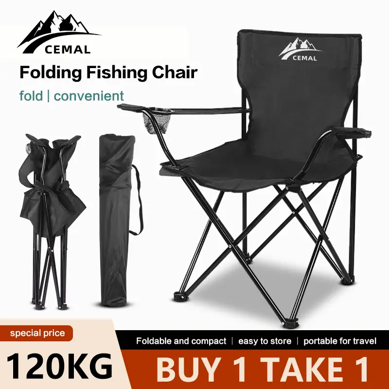 【CEMAL】Folding chair camping chair with portable table foldable chair picnic and gathering beach outdoor