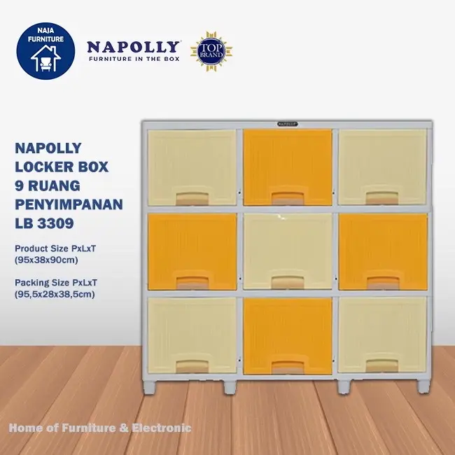 NAPOLLY Locker Box 9 Ruang Penyimpanan | Lemari Plastik Napolly LB 3309 | Locker Box Napolly 3 susun | Rak TV Napolly Estetik