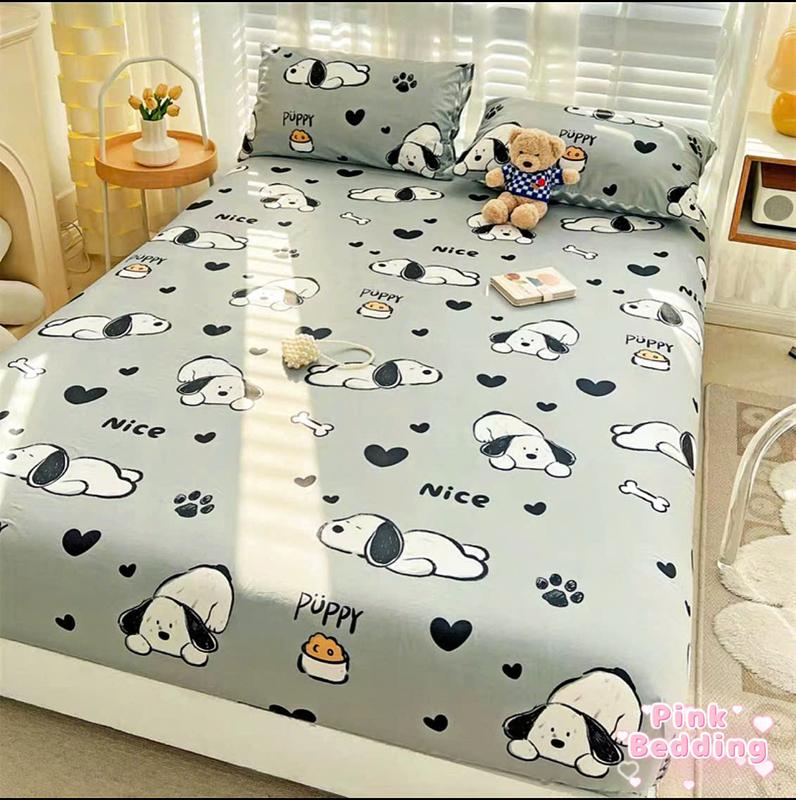 Set 3 Món Ga Gối Và Ga Lẻ Giường Cotton Poly  Cute M2, M4, M6, M8, 2M2 - Pink Pink Bedding