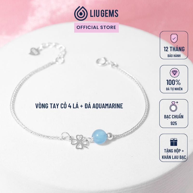 Lắc Tay Nữ Bạc 925 Liugems Kết Hợp Hạt Đá Tự Nhiên Charm Ngang VB04  Mua một tặng một hộp đựng trang sức + một khăn lau bạc miễn phí  