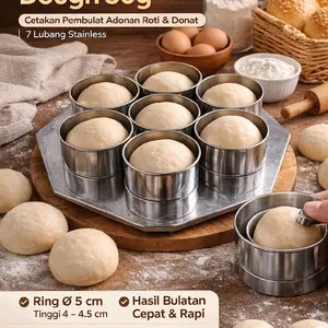 Alat Rounding Dough 7 Lubang Stainless Cetakan Pembulat Adonan 50g Mangkuk Rounding Adonan Roti & Donat untuk Pembuatan Roti dan Donat