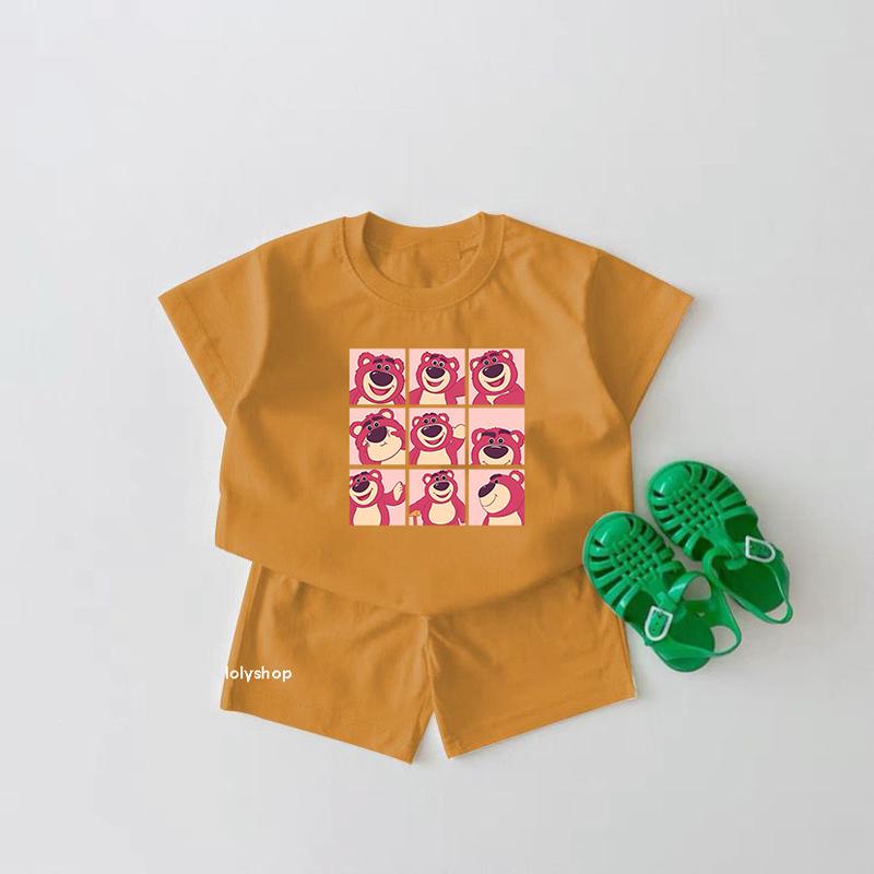 COD Stelan  Anak Yeah Lotso / Stelan Anak Kotak Lotso / Stelan Anak Lucu / One Set Anak Korean Style / Setelan Anak Kekinian Premium 4