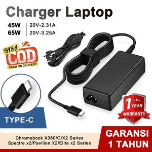 [Garansi 1 Tahun] Charger Laptop H-P 45W/65W Type-C untuk Seri H-P EliteBook, Spectre, Pavilion