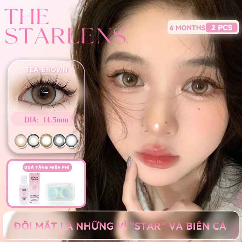 Kính áp tròng Starlens lens mắt xịn chính hãng 2 chiếc,Màu Đen Màu Xám Màu Nâu ,Đường kính 14.2 14,5mm Dùng 6 tháng Độ cận 0.00 ~ -8.00 ,Mắt to tự nhiên