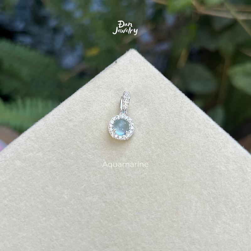 Dây chuyền nữ bạc 925 đá tròn Moonstone, garnet, aquamarine - Đan Jewelry - Dây chuyền Nguyệt quang - Xinh xắn, dễ thương DCNQ1 (Mua một, tặng một hộp đựng trang sức + nước rửa bạc miễn phí) 5