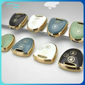【mobildage】Cover Kunci Mobil TPU Emas 2 Tombol - Cocok untuk Tyt&Dht Agya, Calya, Avanza, Daihatsu Sigra, Xenia Penutup Car