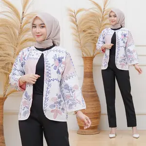Kardigan Batik Model 2in1 Bolak-Balik Lengan Panjang Outer Blouse Kerja