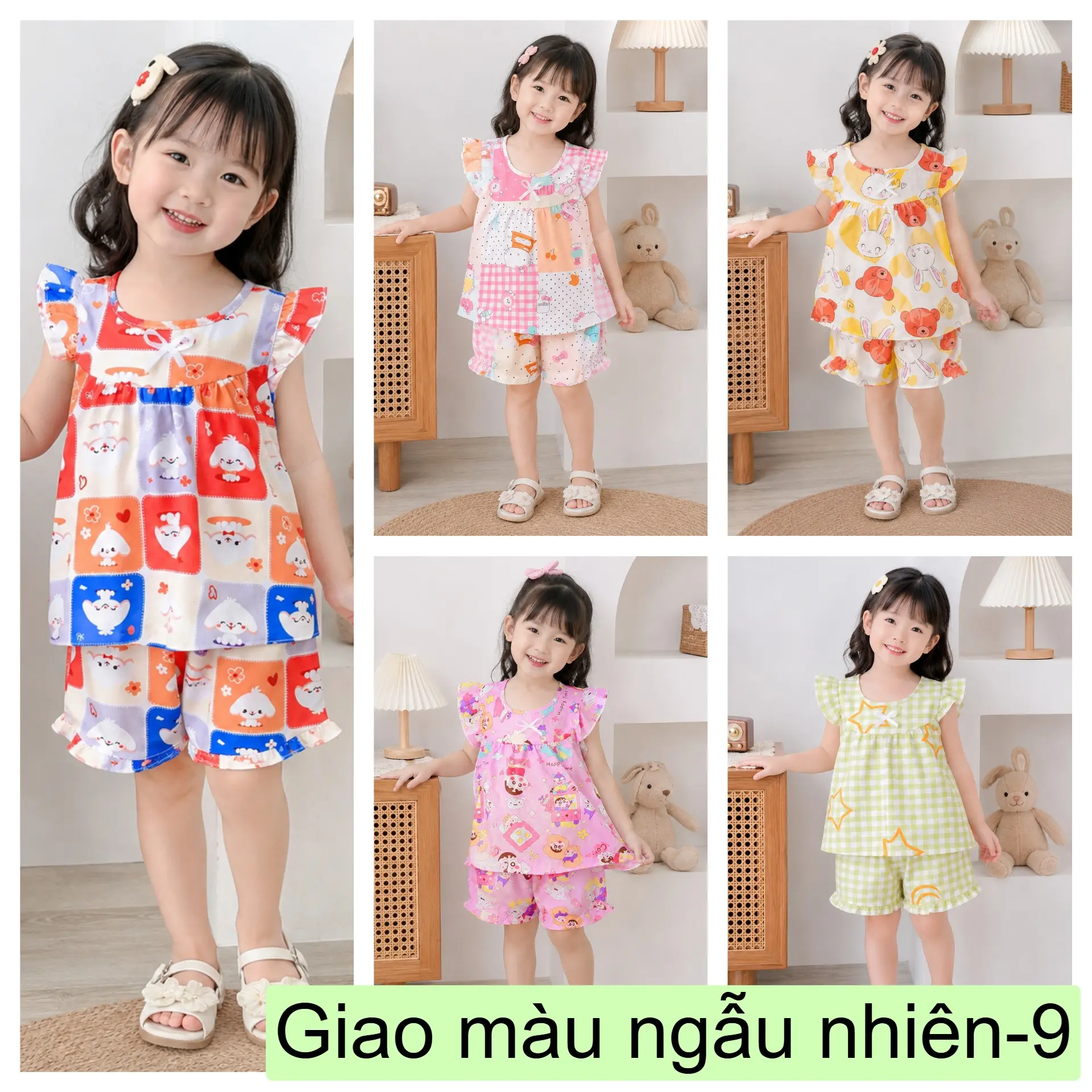 COMBO 5 bộ Quần áo Tole, lanh BÉ Gái| Size 1-16 cho bé 5-57kg | Đã trừ hao rộng FOM TO