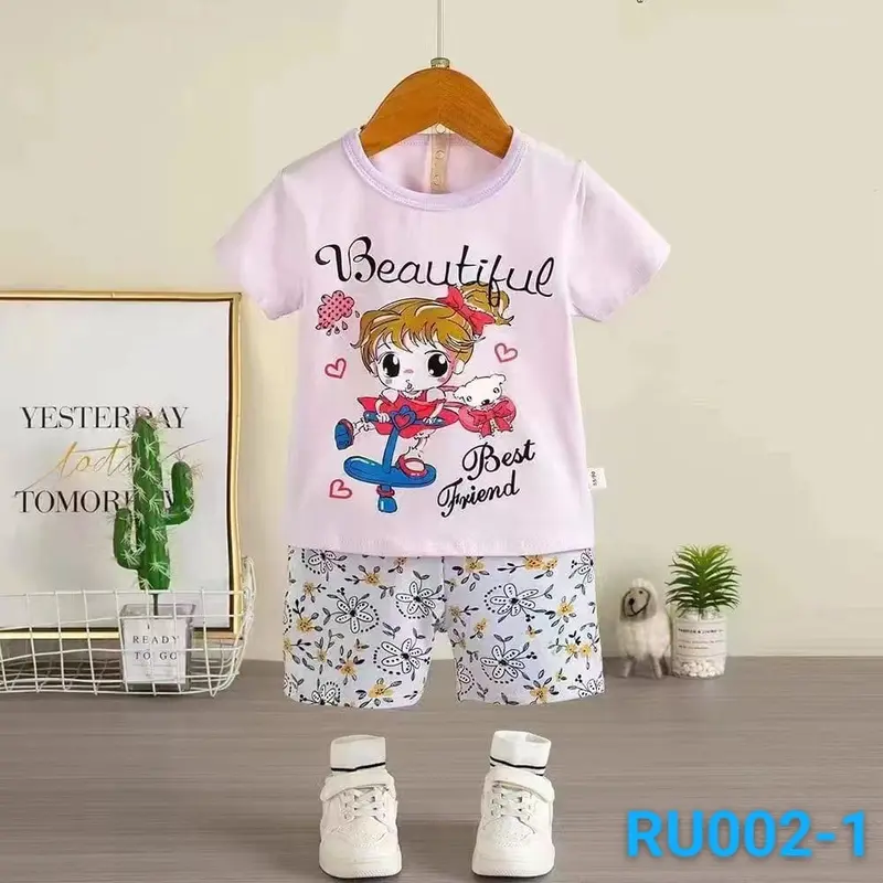 Paketan Baju Anak Setelan ( Isi 3 Set ) Organik Pendek Premium 0