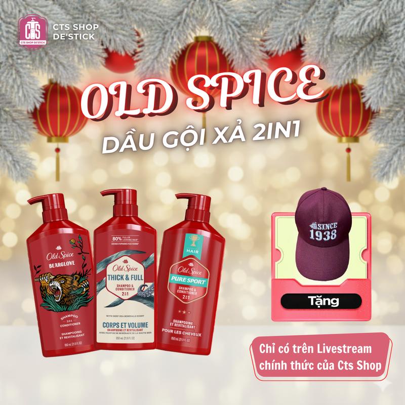   Gift chỉ có trên Live CTS  Dầu gội xả 2in1 Old Spice 650ml Thick&Full   Bearglove   Pure Sport 
