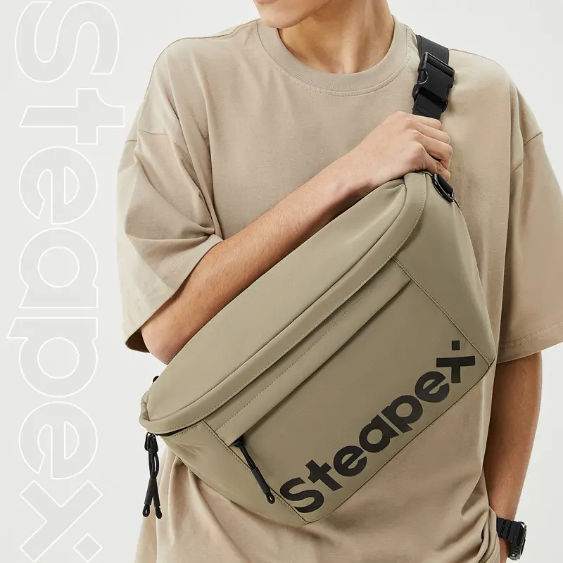 Steapex tas selempang besar tahan air tas gym tas olahraga fashion untuk pria dan wanita Tas kanvas hitam shoulder pack Canvas Slingbag 1