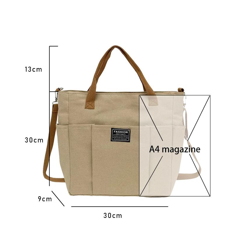 Product Introduction of Túi Vải Tote Nhật Bản, Dày Dặn, Nhiều Ngăn, Phong Cách Thường Ngày Thích Hợp Cho Học Sinh, Có Thể Mang Theo Bằng Tay Hoặc Đeo Một Bên Vai, Túi Đeo Chéo, Lý Tưởng Cho Trường Học, Thiết Kế Đơn Giản 16