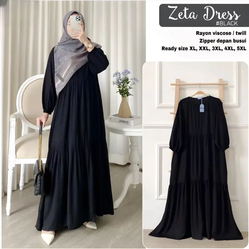 GAMIS POLOS ZETA Twill MAXY DRESS RAYON TWILL RAYON VISCOSE SUPER JUMBO LD 110 120 130 140 150 BEST SELLER BIG SIZE XL XXL 3XL 4XL 5XL Busui Ready Stock Termurah Muslim Wanita