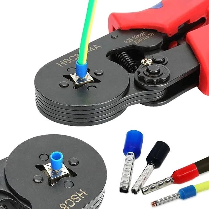 (Tặng 1 hộp COS 200 cái)Bộ kìm bấm cos vuông HSC8 6-4A bấm đầu cos đủ loại cos ống tròn cos pin, Kìm bấm cos tủ điện đa năng