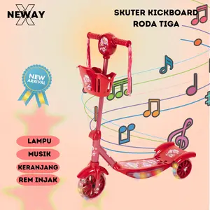 NewayX Skuter Mainan Anak Kick Scooter Roda 3 LED Roda Tiga Lampu Musik Rem Toys