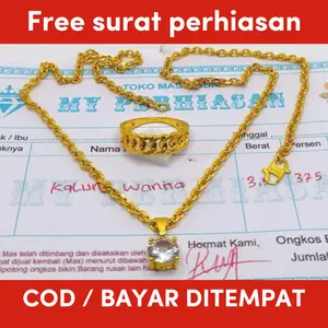 kalung wanita nuri mata satu free cincin rantai emas muda free surat toko