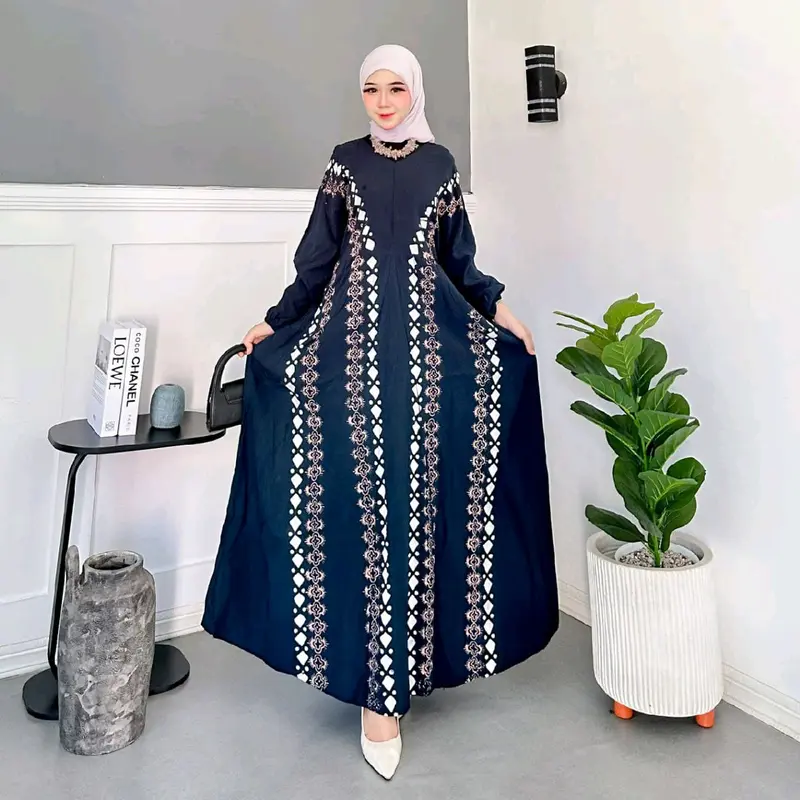 gamis cap rayon bahan adem dan lembut,pas dicuaca yang sangat panas saat ini,cuss dico bunddd hihi Kancing Muslim Panjang Nyaman Samping 5