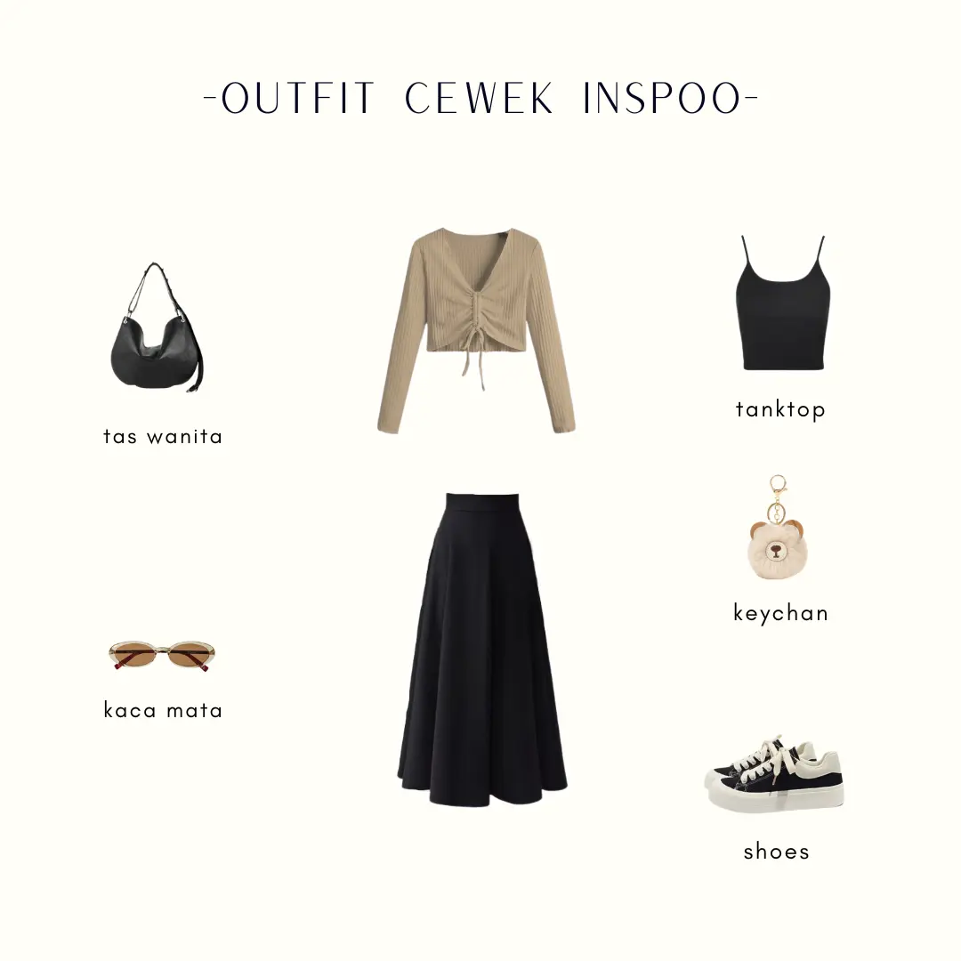 Atasan Wanita Kekinian ( Cardigan + Tanktop + Rok ) Cardigan Korean Style - CL03 Setelan Baju Cewek Casual Fit Hitam Panjang Kombinasi Kantong Karet Katun Rib Scuba Tangan Celana Kulot Bawahan Simple Pendek