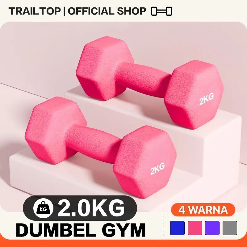 Trailtop Dumbell 2kg Sepasang Barbel 2kg Dumbbell Neoprene Anti slip Alat Fitnes Gym Home Workout