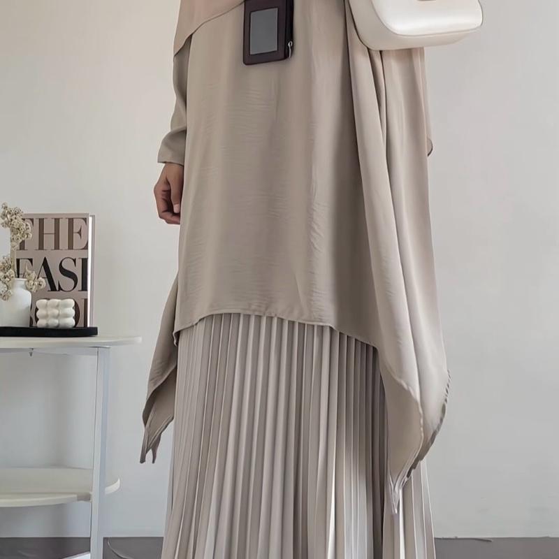 Haura Tunik By Safalunaku Midi Dress Simple Elegant Malaysian Look Crinkle Premium Muslim Wanita Gamis Airflow Atasan 5