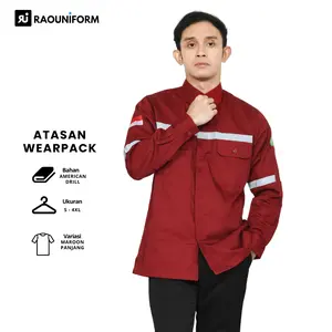 RAOUNIFORM Atasan Safety Wearpack Maroon Lengan Panjang 12 Variasi Warna Bordir K3 Bendera