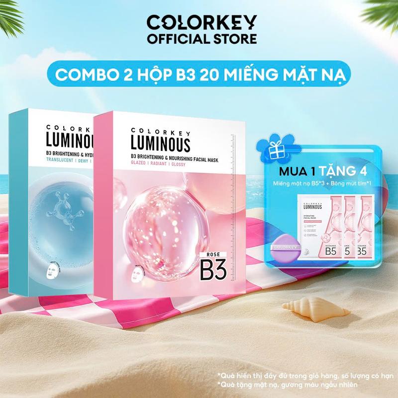 [DEAL HOT] 2 Hộp Mặt Nạ Giấy COLORKEY LUMINOUS B3 Thế Hệ Mới, Hỗ Trợ Dưỡng Sáng Da Mịn Màng 10 miếng/ Hộp - KCL1L10