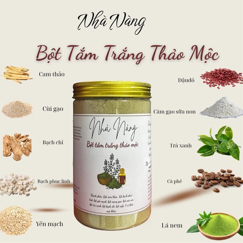 Bột Tắm Trắng Thảo Mộc 500g - Dưỡng Sáng Hồng Da & Mịn Da - Thành Phần Tự Nhiên Cam Thảo Yến Mạch Trà Xanh...