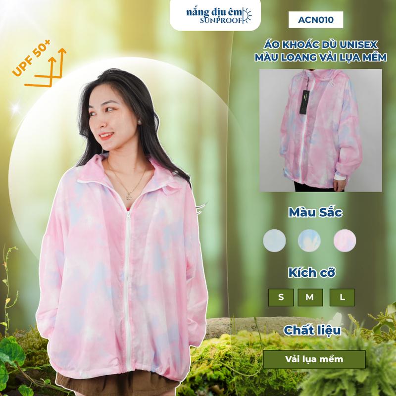  Áo khoác chống nắng chống UV UPF 50+ áo gió khoác dù unisex vải lụa mềm màu độc đáo loang màu nam nữ áo khoác ngoài áo SixMoon 