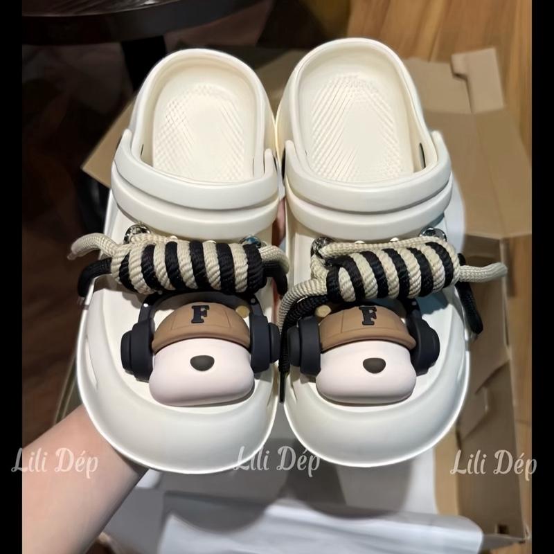 Dép sục Nữ đế cao 6cm êm mềm Giày quai hậu cao su Eva kèm sticker dễ thương DéP Shoes