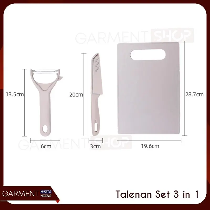 Pisau Set Talenan 3 in 1 Pengupas Kulit Buah Sayur Serbaguna Stainless Kitchenware 4