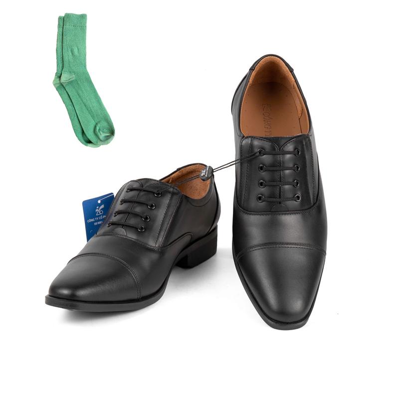 Giầy da nam G24-01 đường may kẻ vân ngang - Da bò - Đế núm  (Phụ kiện đi kèm 01 hộp xi đánh giày và 01 đón gót) (Tặng tất mừng quốc khánh 10/8-30/8)
