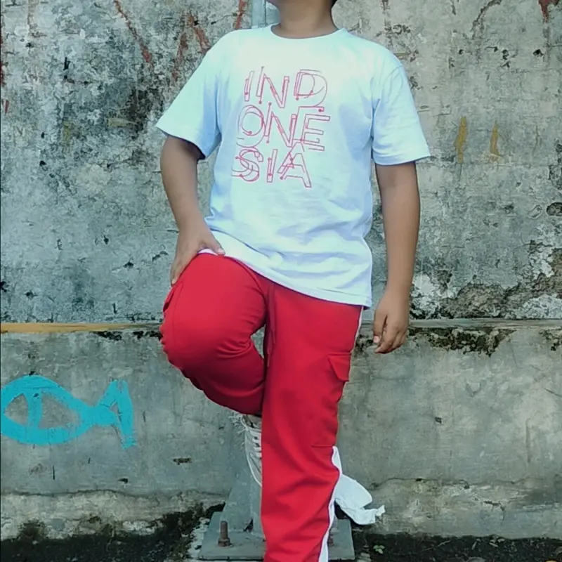 Pakaian anak setelan kaos tshirt celana joger anak cowok cewek laki-laki perempuan usia 3-13 tahun kemerdekaan merdeka agustusan Hut RI Baju 4
