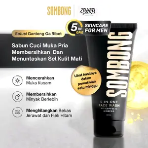 SOMBONG FACE WASH 5 in 1 with Coffee dan gingseng Sabun pria cuci muka membersihkan  Wajah Mencerahkan