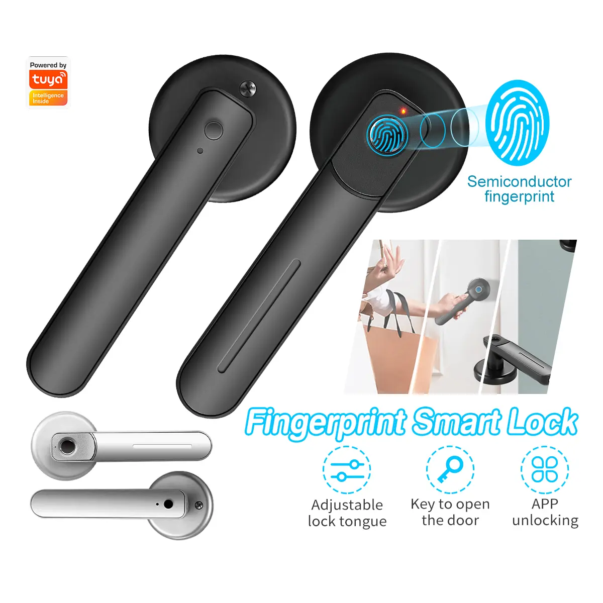【SG Ready Stock】2024 New Fingerprint lock indoor room anti-theft door office handle remote unlock smart door lock