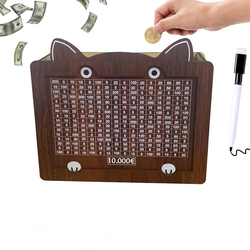  Hộp tiết kiệm tiền bằng gỗ Khóa an toàn tiền mặt thách thức tiết kiệm 10000 Hộp tiết kiệm bằng gỗ Ống heo bằng gỗ với mục tiêu Đếm Thích hợp cho trẻ em và người lớn Ý tưởng quà tặng tuyệt vời 