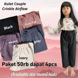 PAKET GROSIR 50RIBU DAPET 4 PCS Celana Kulot Crinkle Anak Usia 3-12 Tahun Celana Anak Perempuan Kulot Crinkle Airflow