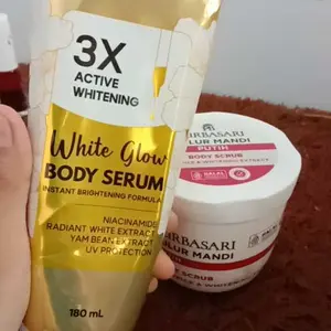 [PAKET COMBO HEMAT] PURBASARI Body Serum White Glow + Lulur Mandi Body Scrub 100 gr & 200 gr