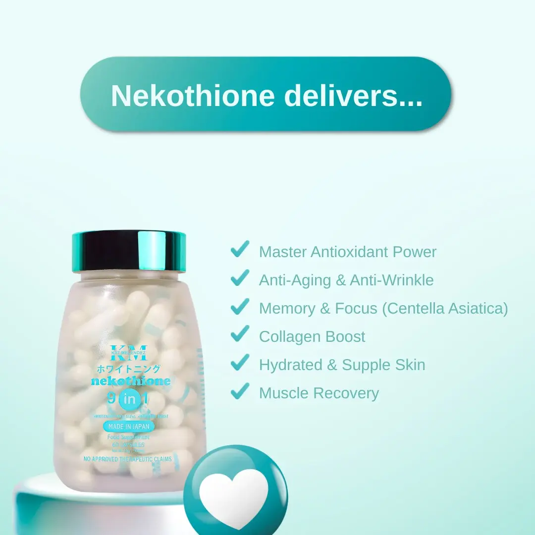 KM KAT MELENDEZ Nekothione 60 CAPSULES: Nekothione 9in1 Food Supplement 500mg glutathione moisture boost, glowing and whitening nekowhite Healthcare made in japan Beauty Edible