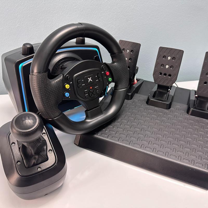 Vô lăng R808 LED Racing Wheel tặng GAME - Số sàn,cần số rời,pedal kim loại+côn,quay 270-1080 độ vô lăng chơi điện thoại kết nối USB,lái xe tải ,chơi đua xe Phụ Kiện