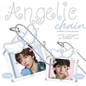 ANGELIC KEYCHAIN - Gantungan Kunci Kpop Cortis Enhypen Bahan Akrilik Tema Angelic Laminasi Glitter Ornamen Kertas Berbentuk Sayap