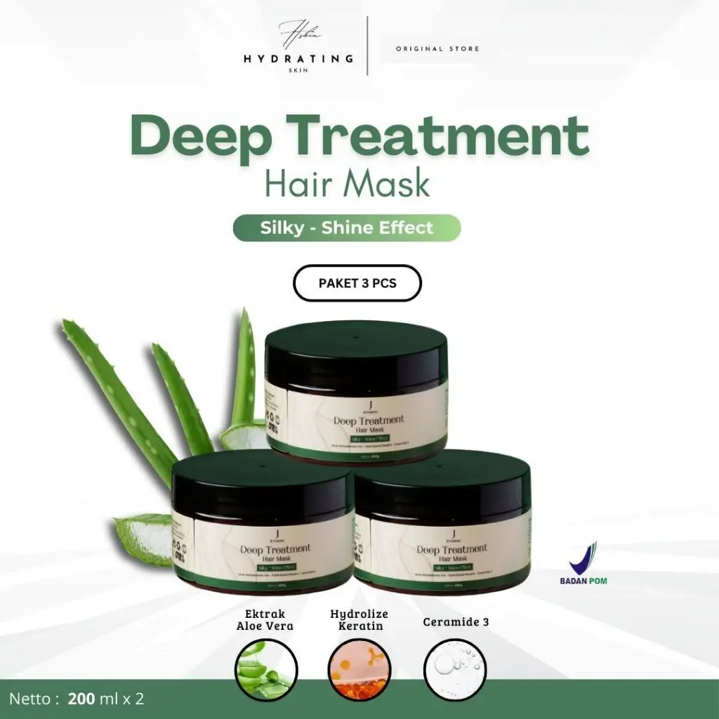 Paket 3 Botol JEVARINE Deep Treatment Hair Mask - Solusi Perawatan Rambut Agar Tetap Sehat Lembut & Berkilau