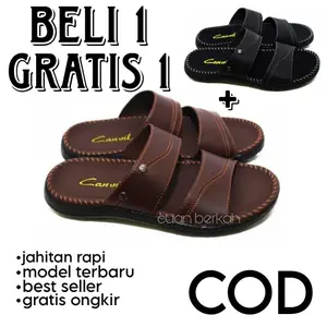 PROMO BUY 1 GET 1 Sandal Jepit / Slop Pria Dewasa Kulit Keren Anti Slip Best Seller COD