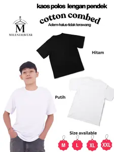 MilenialWear Kaos Polos Pria Bahan Cotton Combed Hitam & Putih Unisex Size M L XL XXL Baju Santai Rumah Adem Murah