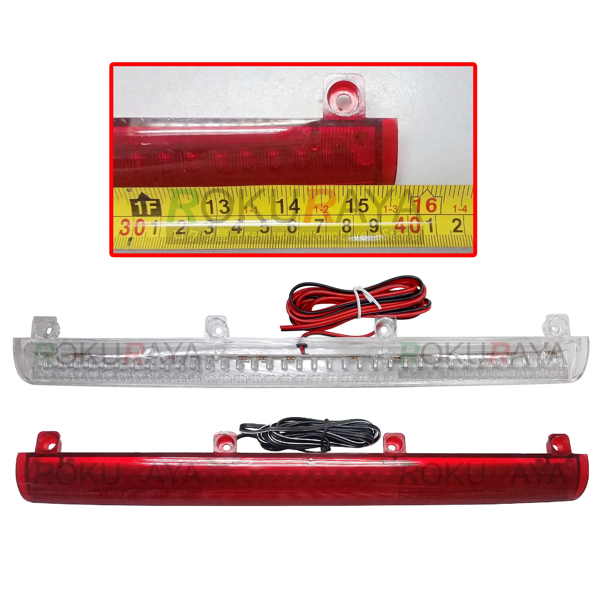 39.5CM 4 Screw Legs (15.5" Inch) Spoiler LED 3rd Third Brake Replacement Safety Light Lamp Fiber Fiberglass Spoiler Red White